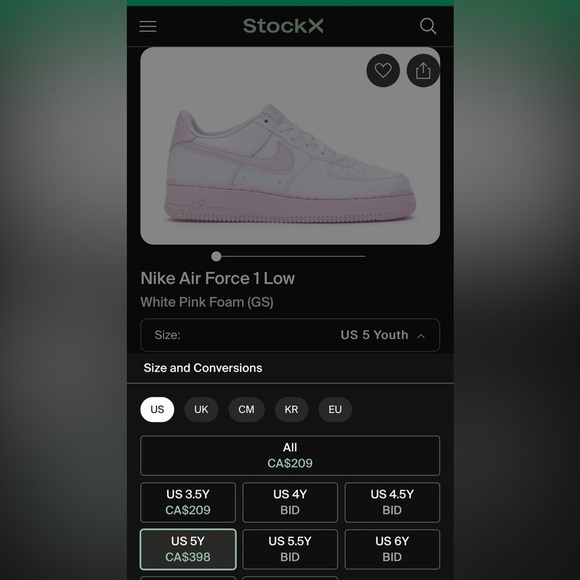 Nike Air Force 1 Low White Pink Foam Sneakers, US 5 Youth / EUR 37.5 - Picture 10 of 10